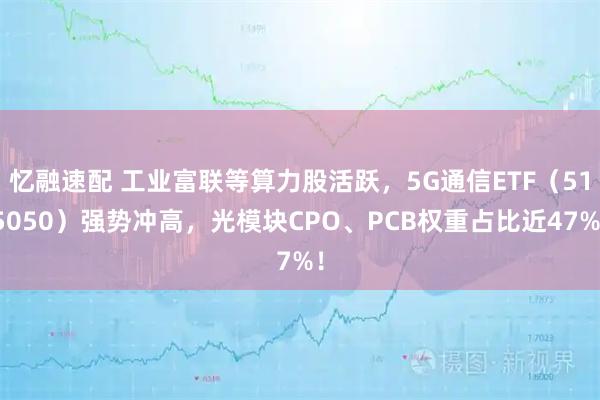 忆融速配 工业富联等算力股活跃，5G通信ETF（515050）强势冲高，光模块CPO、PCB权重占比近47%！